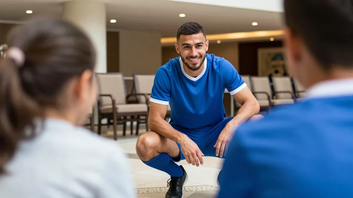 Los futbolistas Izan Merino y Joaquín Muñoz recibieron a Marcelo, un joven jugador en tratamiento médico, en el hotel del...