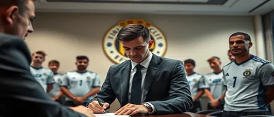 José Salinas, mid-30s, athletic left-back, sprinting down the left wing of a sun-lit pitch, wearing a plain teal and...